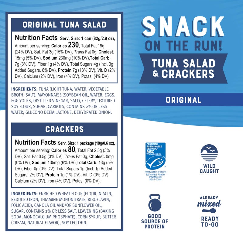 Bumble Bee Snack On The Run Original Tuna Salad with Crackers Kit (Pack of 12) - Ready to Eat Protein Snack Pack - 8g Protein per Box - Wild Caught MSC Certified Tuna - Image 3